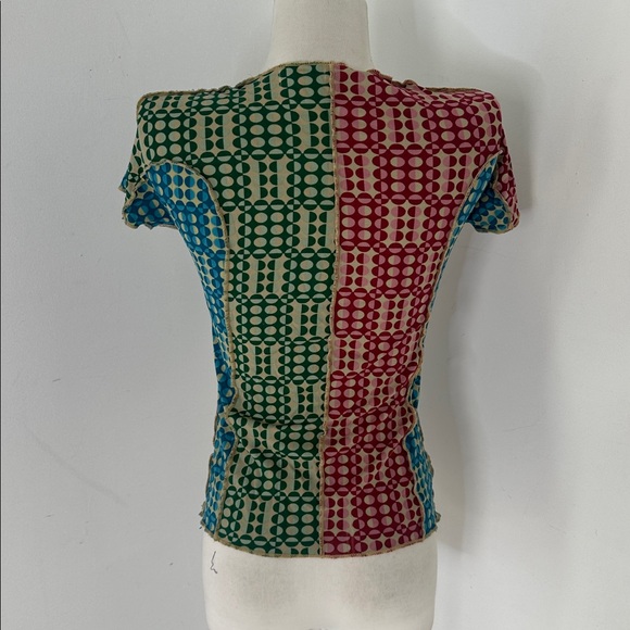 Vintage Mod Space Age Circle Stretchy Body Con Exposed Seam Top 1960s - Picture 3 of 5